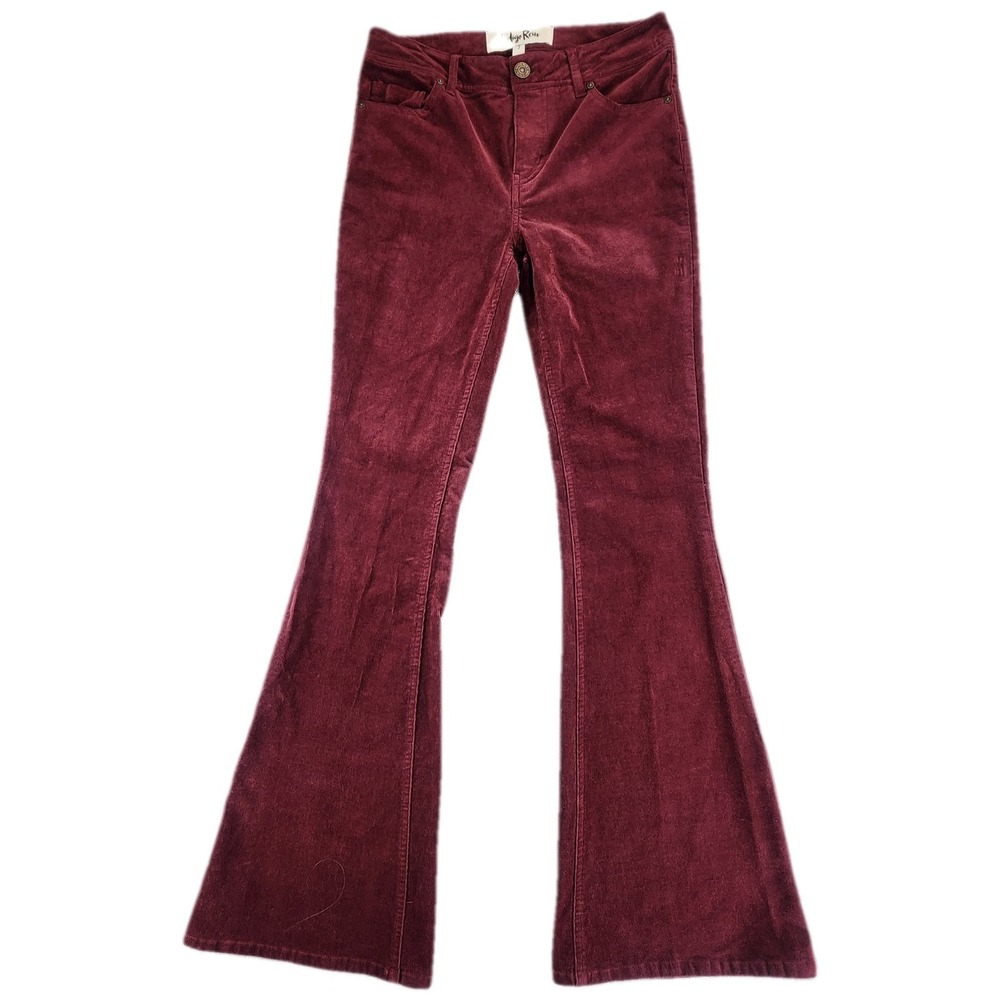 Indigo Rein Womens 7 Burgundy Corduroy Flare Pants Y2K Boho Bellbottoms Retro